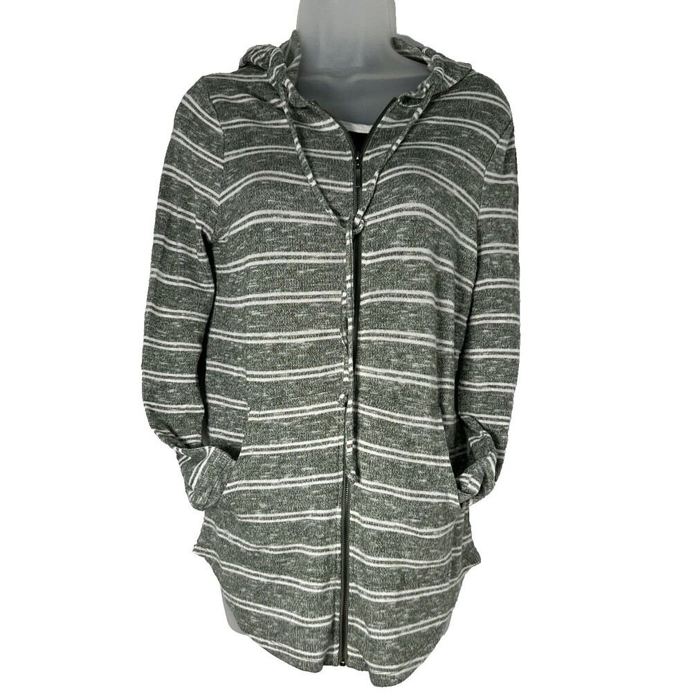 Soft Comfycore Zip Up Hoodie Lightweight Womens S Striped Lounge Casual Pockets